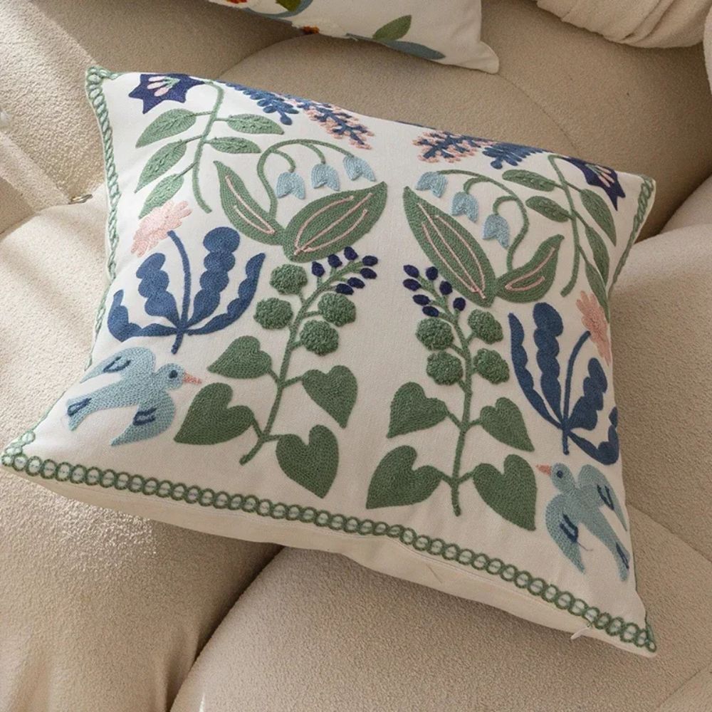 BowLift | Vintage Botanical Embroidery Cushion Cover