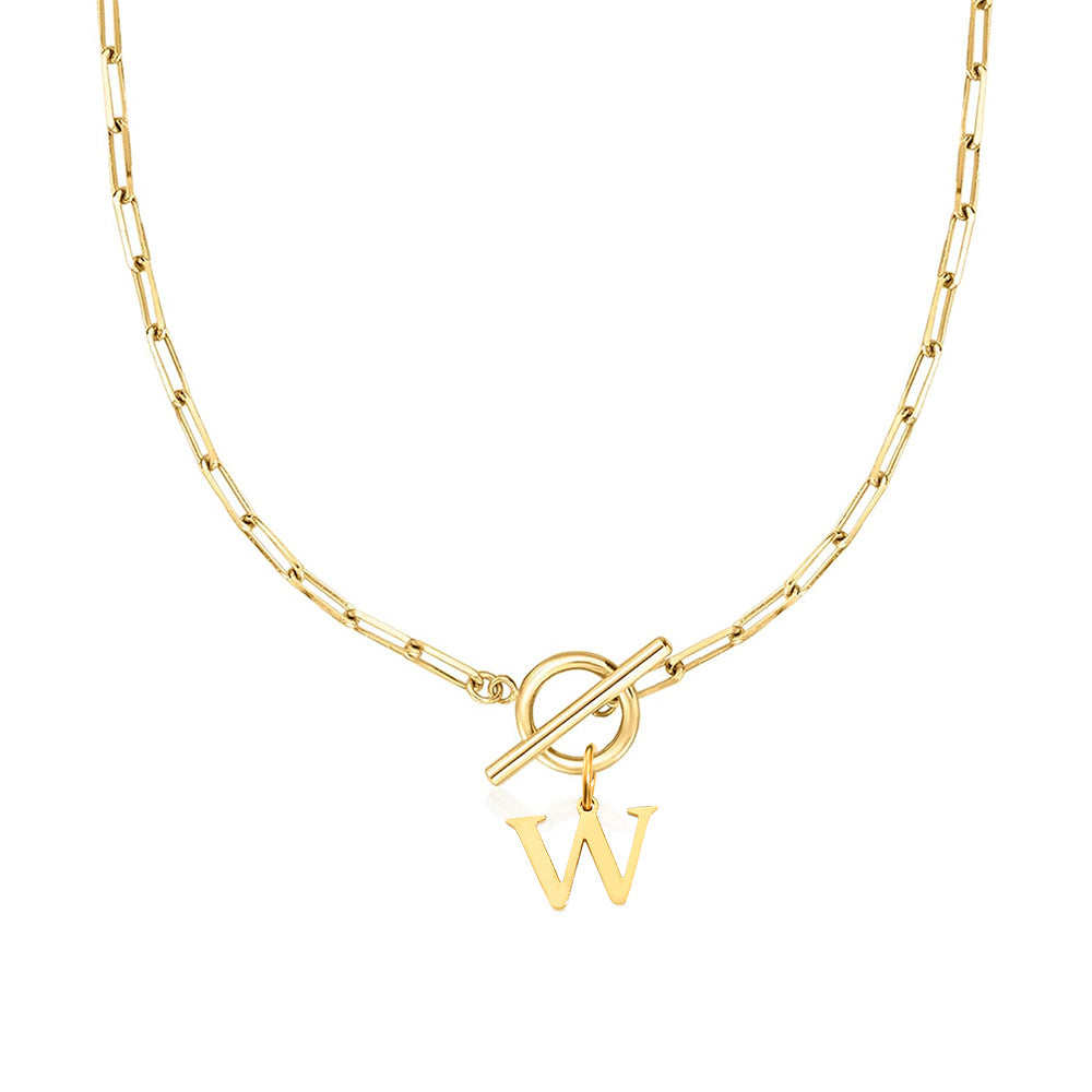 BowLift | Paperclip Letter Initial Circle Lock Clasp Necklace