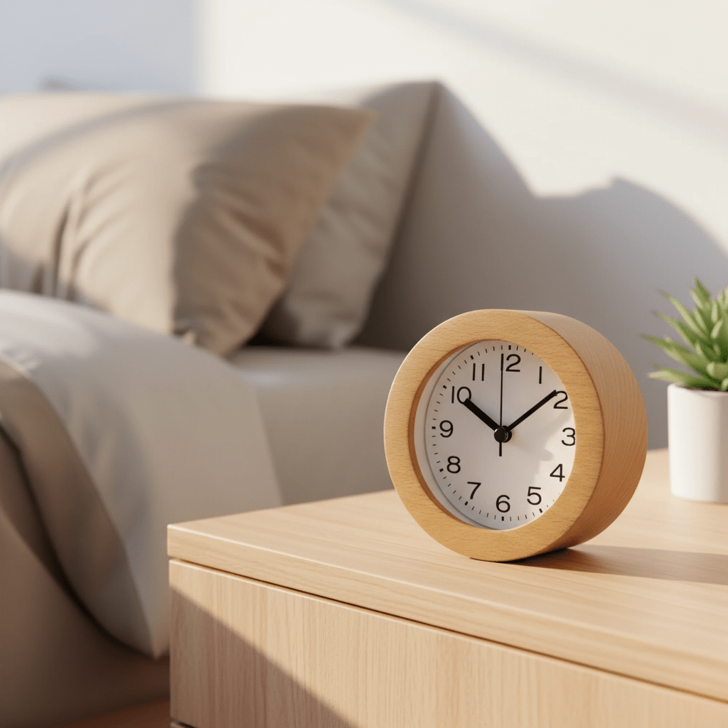 Silent wooden alarm clock for cozy bedrooms