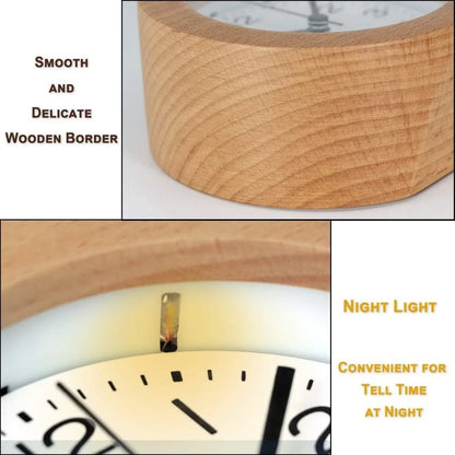 Silent wooden alarm clock for cozy bedrooms