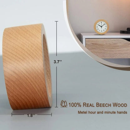 Silent wooden alarm clock for cozy bedrooms
