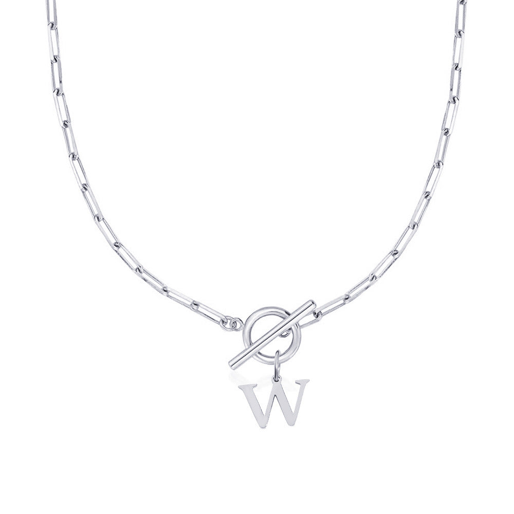 BowLift | Paperclip Letter Initial Circle Lock Clasp Necklace