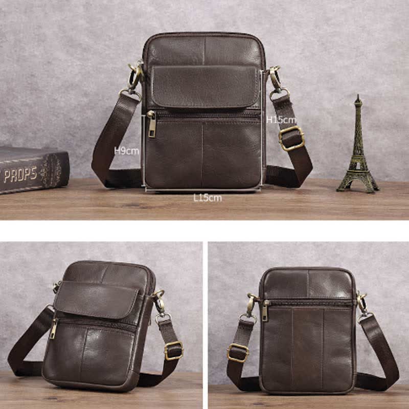 Skanto | Men's Small Genuine Leather Shoulder Bag – Compact Crossbody with Adjustable Strap