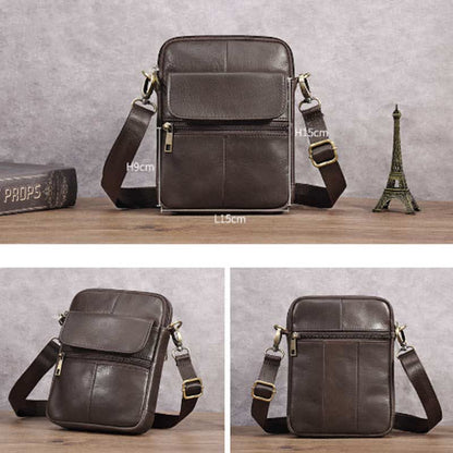 Skanto | Men's Small Genuine Leather Shoulder Bag – Compact Crossbody with Adjustable Strap