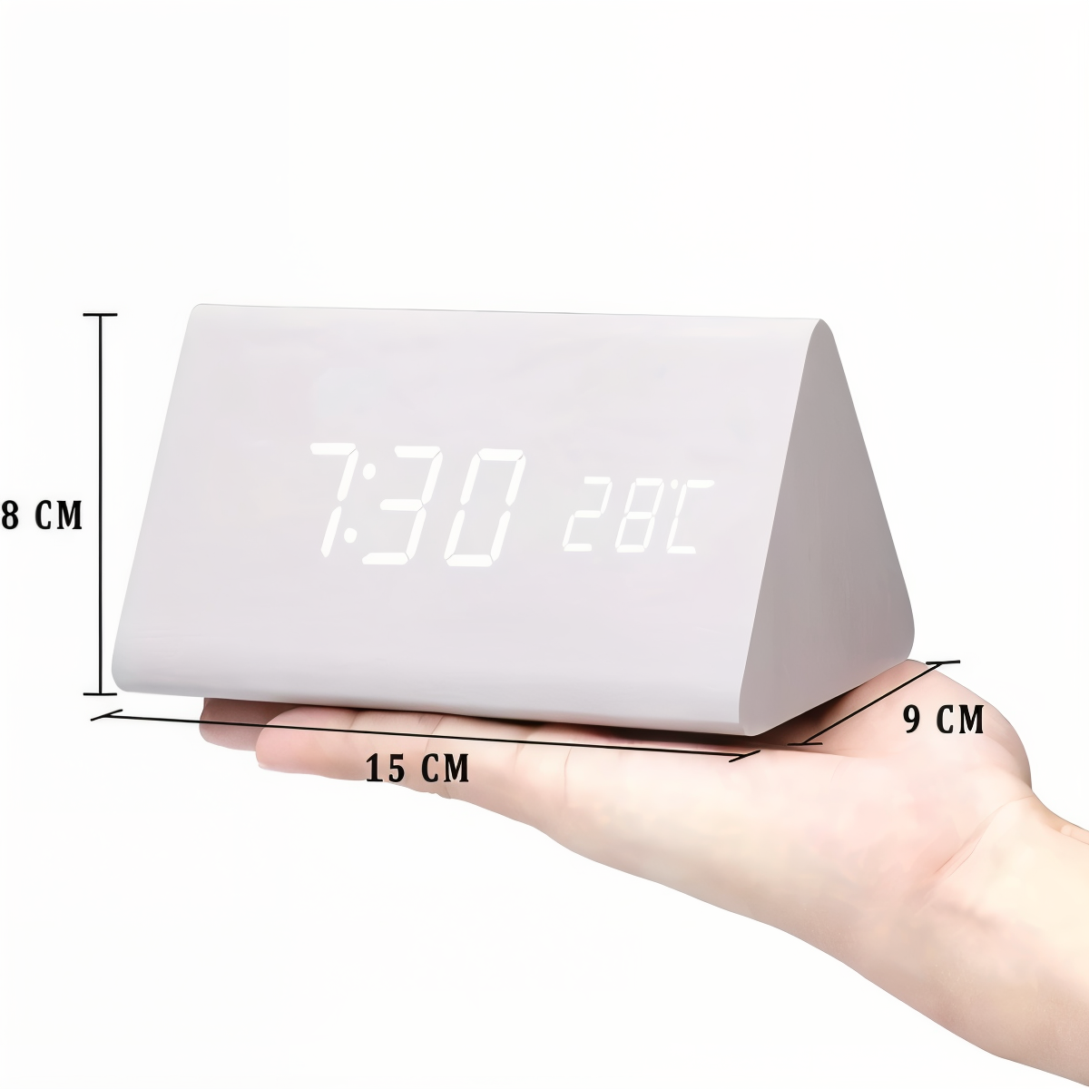 BowLift | WakeyCue | Modern Wooden LED Digital Alarm Clock with Temperature & Humidity Display