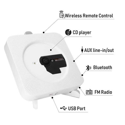 Skanto | Portable CD Player | Bluetooth, USB and FM Radio | White