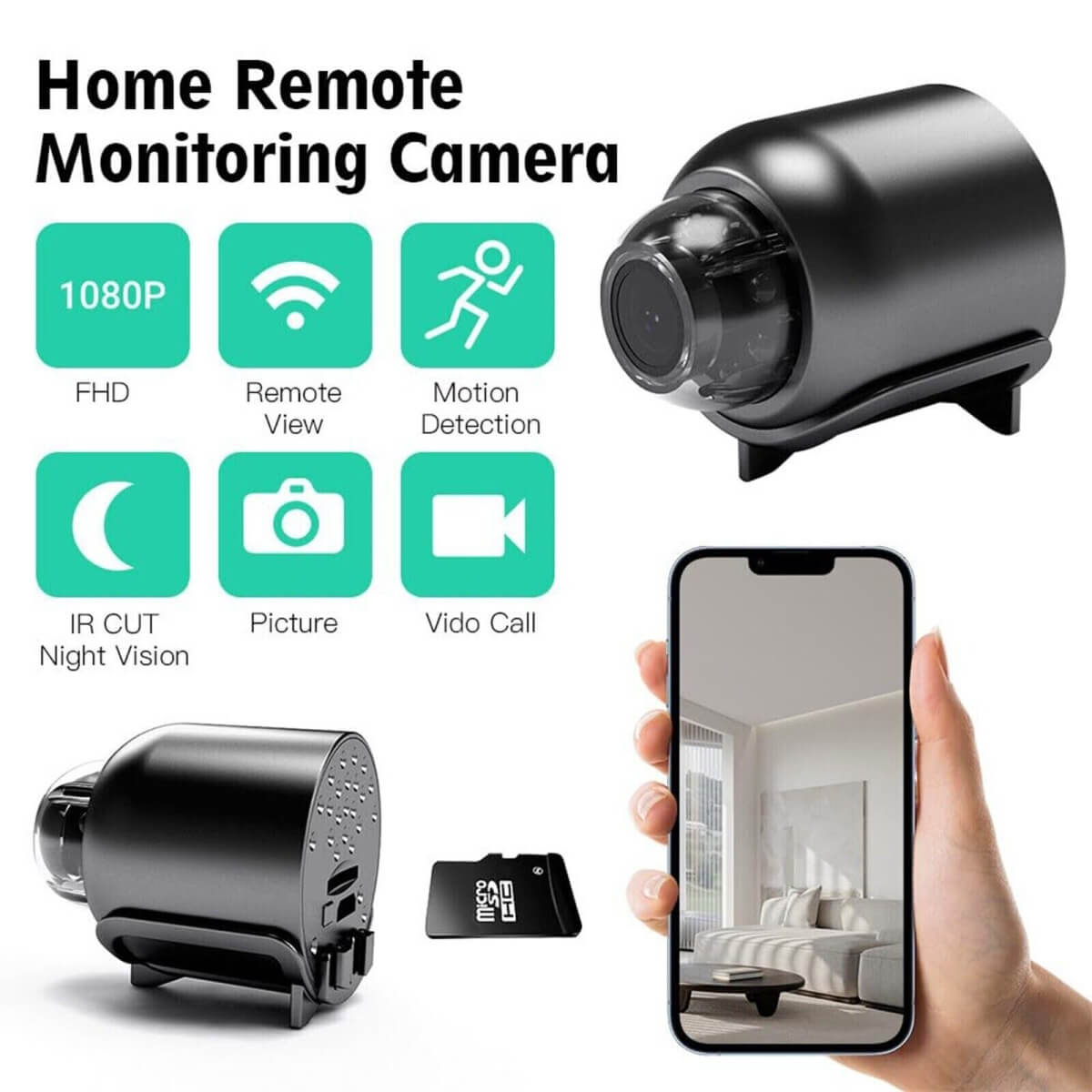 Skanto | Waterproof HD Mini Camera with Night Vision and Wide-Angle Lens IP WiFi 1080P HD 160° Wide Angle