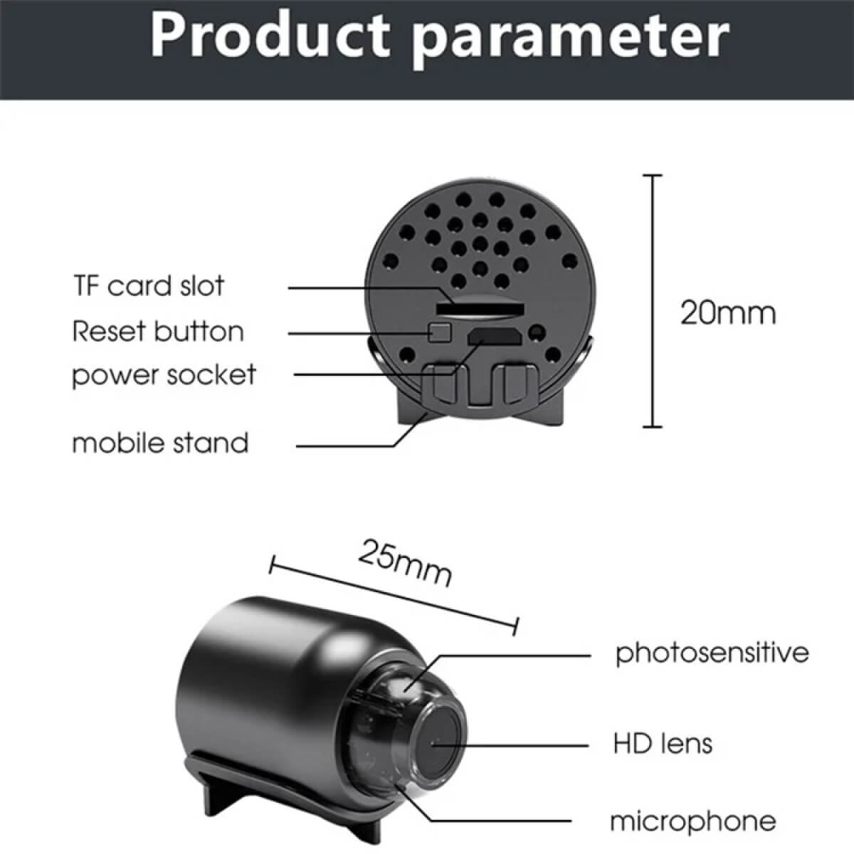 Skanto | Waterproof HD Mini Camera with Night Vision and Wide-Angle Lens IP WiFi 1080P HD 160° Wide Angle