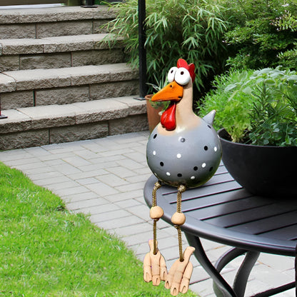 BowLift | Whimsy Big-Eyed Rooster Garden Statue – Weatherproof Resin Chicken Ornament