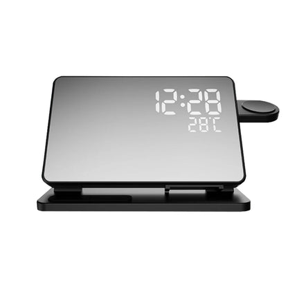Skanto | 3-in-1 Fast Charging Station | Premium Wireless Charging Dock with Alarm Clock | for Apple iPhone, Watch & AirPods