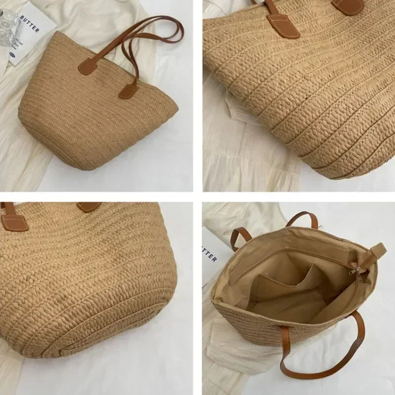 Skanto | Straw Basket Crossbody Bag for Women – Woven Design – Practical & Spacious – Versatile Carrying Options – Wall Clock