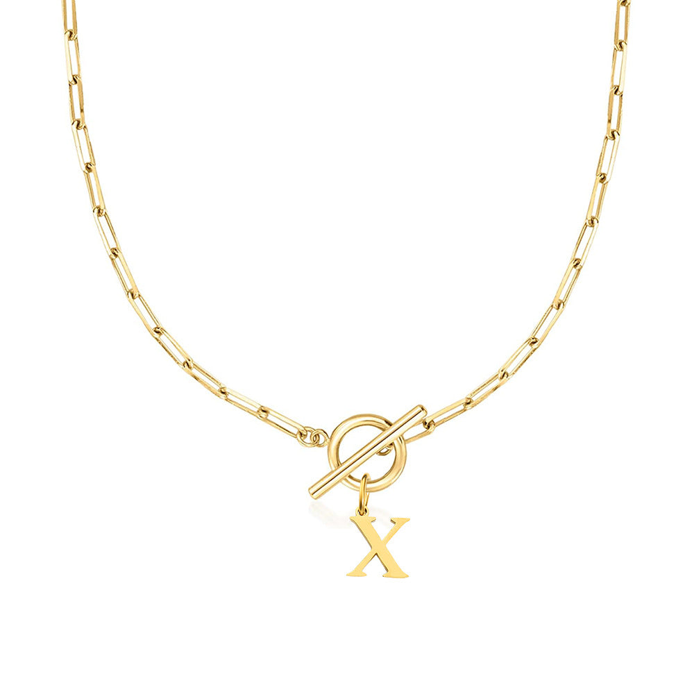BowLift | Paperclip Letter Initial Circle Lock Clasp Necklace