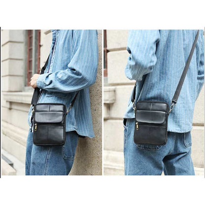 Skanto | Men's Small Genuine Leather Shoulder Bag – Compact Crossbody with Adjustable Strap