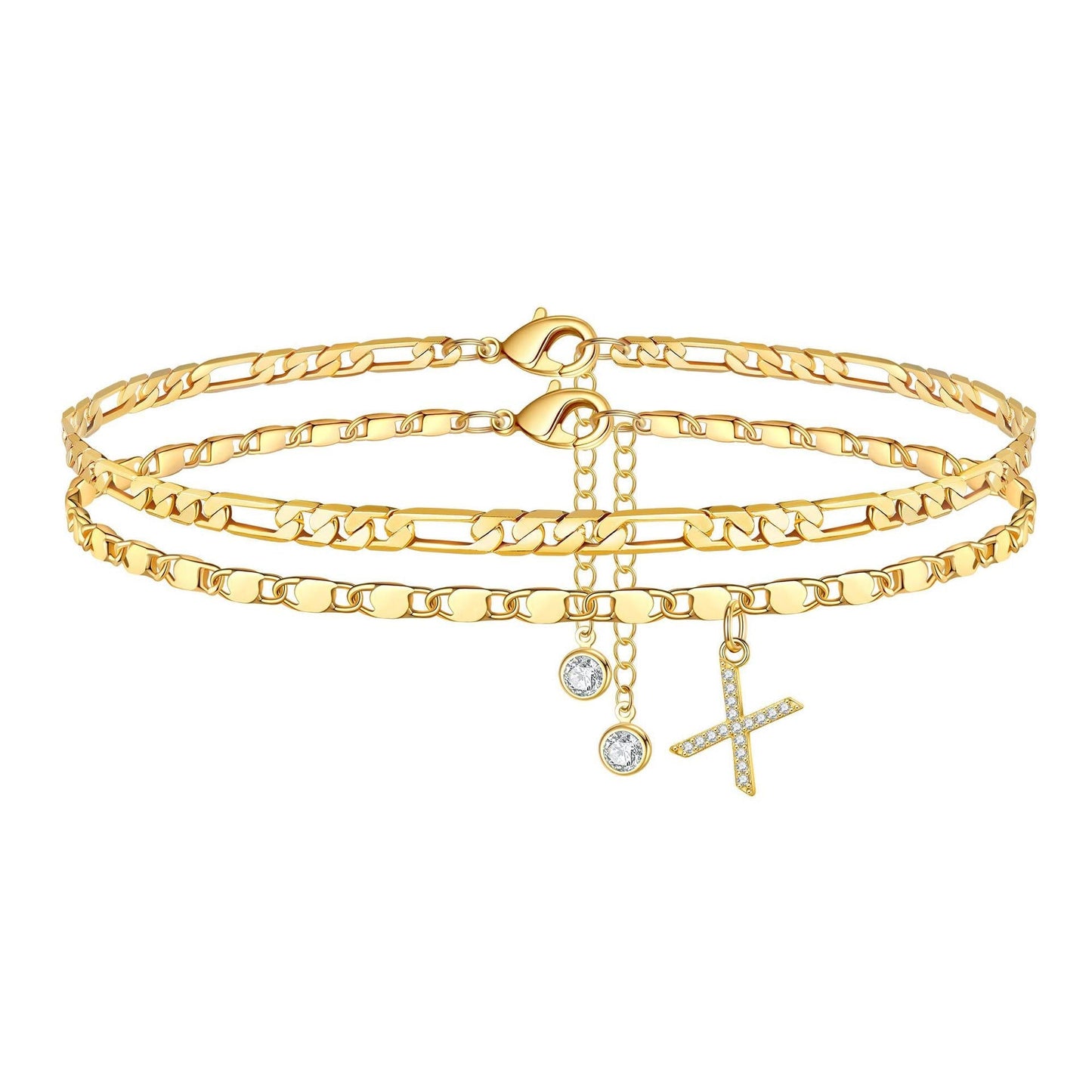 BowLift | 2pc 14k Diamond Letter Initial Anklet