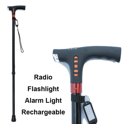 Skanto | Smart Walking Stick for Seniors with LED Light, Radio & Emergency Alarm – Adjustable & Lightweight