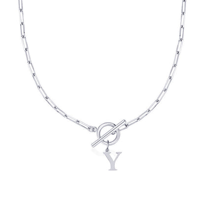 BowLift | Paperclip Letter Initial Circle Lock Clasp Necklace
