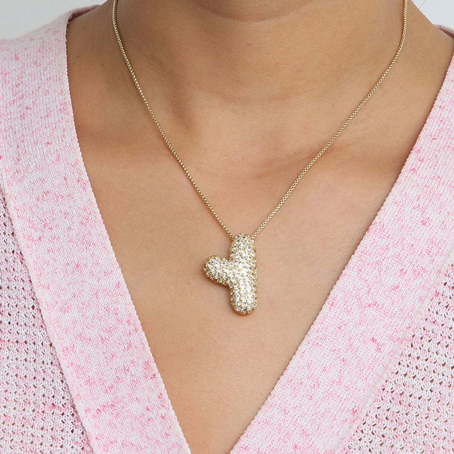 BowLift | Chunky Bubble Diamond Dazzle Initial Necklaces
