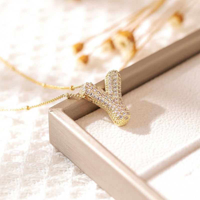 Skanto | Alphabet Diamond Pendant Necklace