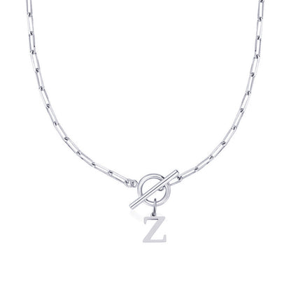 BowLift | Paperclip Letter Initial Circle Lock Clasp Necklace