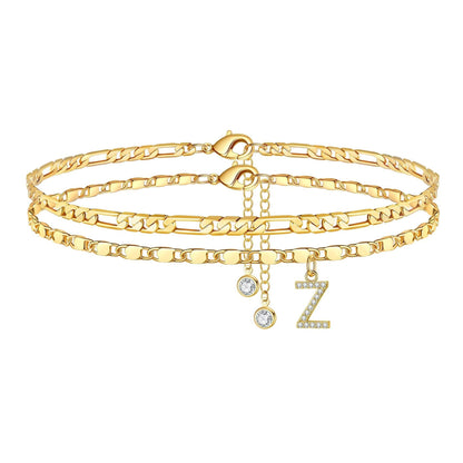 BowLift | 2pc 14k Diamond Letter Initial Anklet