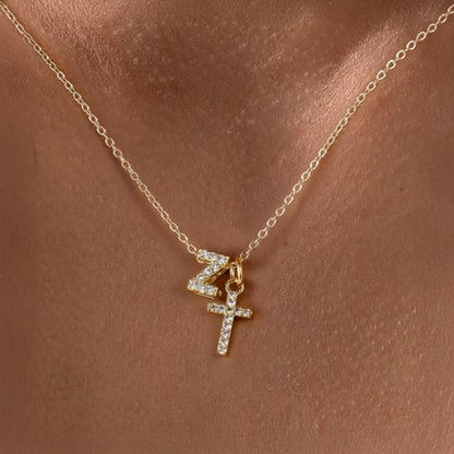 BowLift | Dainty Diamond Initial & Cross Necklace