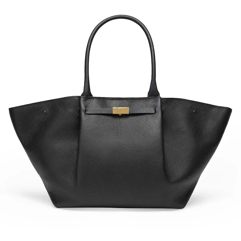 Skanto | Tassa Luxurious Oversized Shoulder Bag with Gold Buckle – Elegant Minimalist Tote for Women