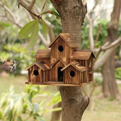 BowLift | Rustic Wooden Handmade Birdhouse with 6 Entrances