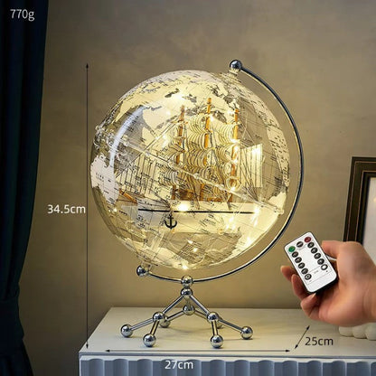 Skanto | Golden Sail World Map Decor LED Light