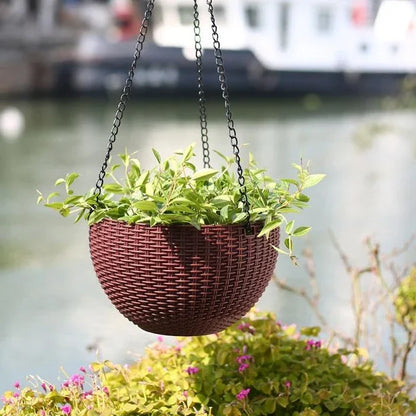 BowLift | Woven hanging basket for plants with chain – Ideal for balcony and garden