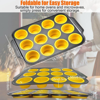 Press-Release Silicone Muffin Pan with Sturdy Metal Frame Bowlift