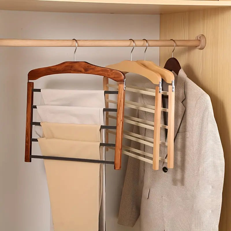 Skanto | Space-Saving Wooden Multi-Trouser Hanger