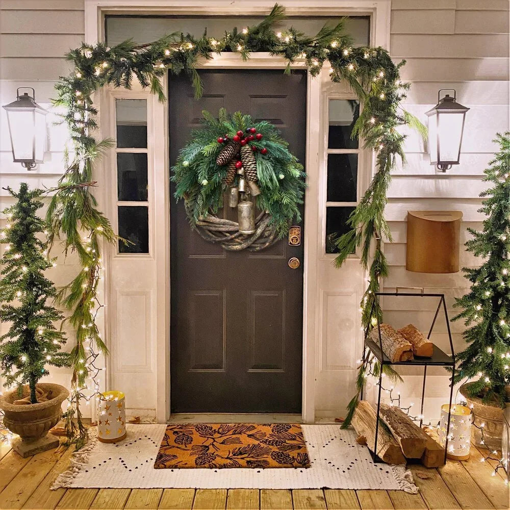 Skanto | Christmas Wreath | Boho Style | Rustic Winter Base with Pinecones and Golden Bells