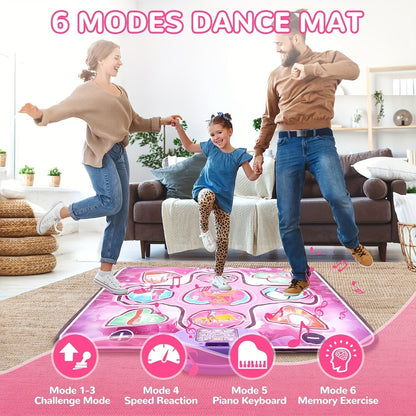 Skanto | Pink Dance Mat for Kids with Scoring and Rhythmic Games – No TV Needed – DanceFun Mat
