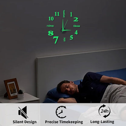 Luminous Frameless 3D Wall Clock Karnz