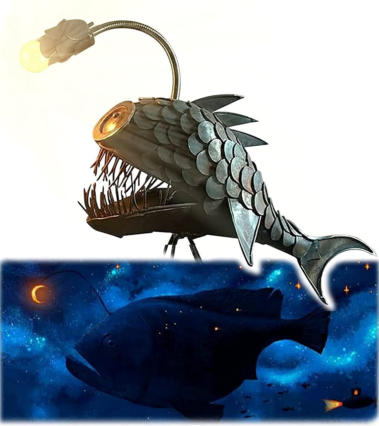 Skanto | Steampunk Angler Fish Lamp