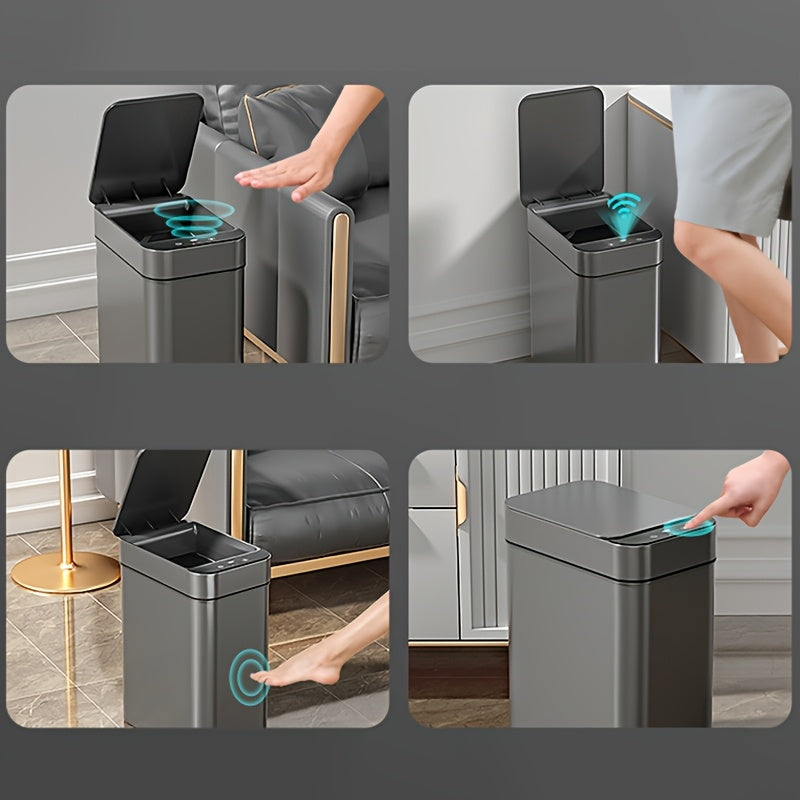 Skanto | Set of 2 Smart Sensor Trash Cans - Touchless and Compact (Black)