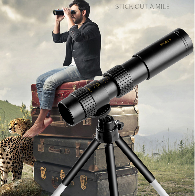 High-Performance Monocular Telescope | 10-300x Zoom | Night Vision | Waterproof | Compatible with Smartphone Adapter
