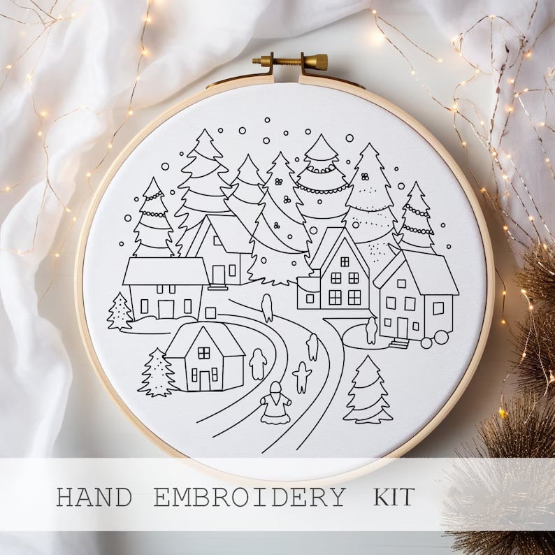 Skanto | Christmas Embroidery Kit DIY | Complete Homemade Decor Kit | 20 cm