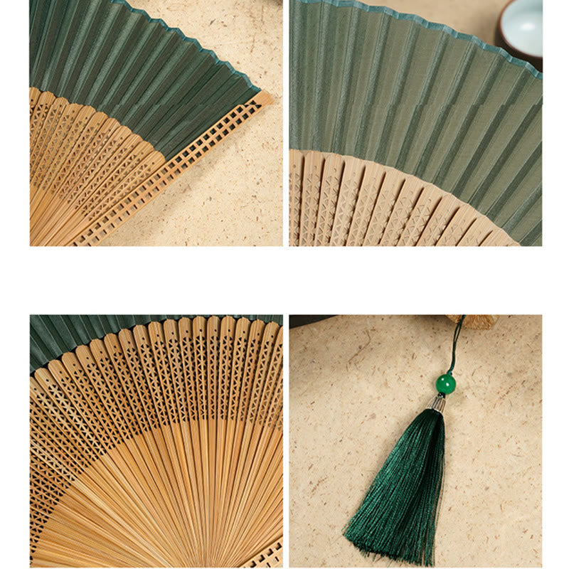 Bamboo satin hand fan