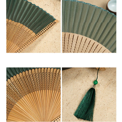 Bamboo satin hand fan