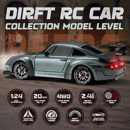 Skanto | Ultimate 1:24 RC Drift Car with LED Wheels – Rechargeable 4WD Racing Toy