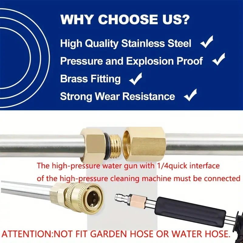 4000 PSI Telescopic high-pressure cleaner lance set for gutter and roof drainage as well as wall cleaning