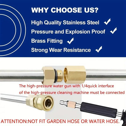 4000 PSI Telescopic high-pressure cleaner lance set for gutter and roof drainage as well as wall cleaning