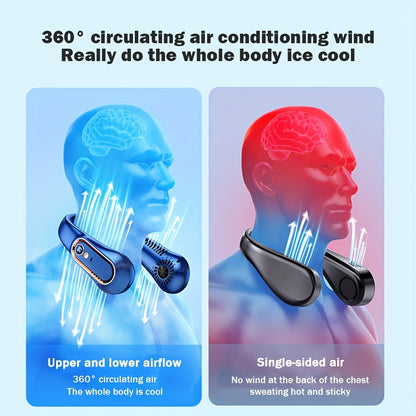 Stay cool and comfortable with this USB-rechargeable neck fan with 5 speed levels - Digital display and bladeless! | Karnz