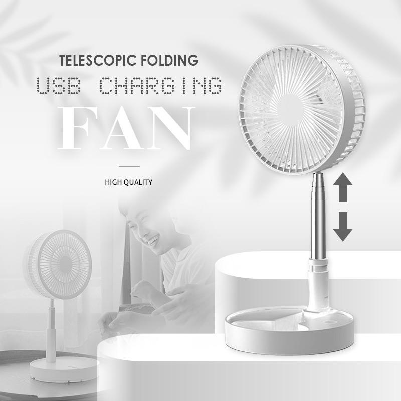 Rechargeable, foldable USB telescopic fan – quiet, 180° adjustable, 4 speed levels, portable ✨ | Karnz