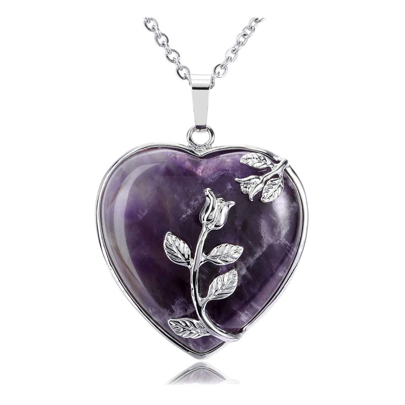 Skanto | Elegant Heart-Shaped Rose Quartz Necklace - Amara