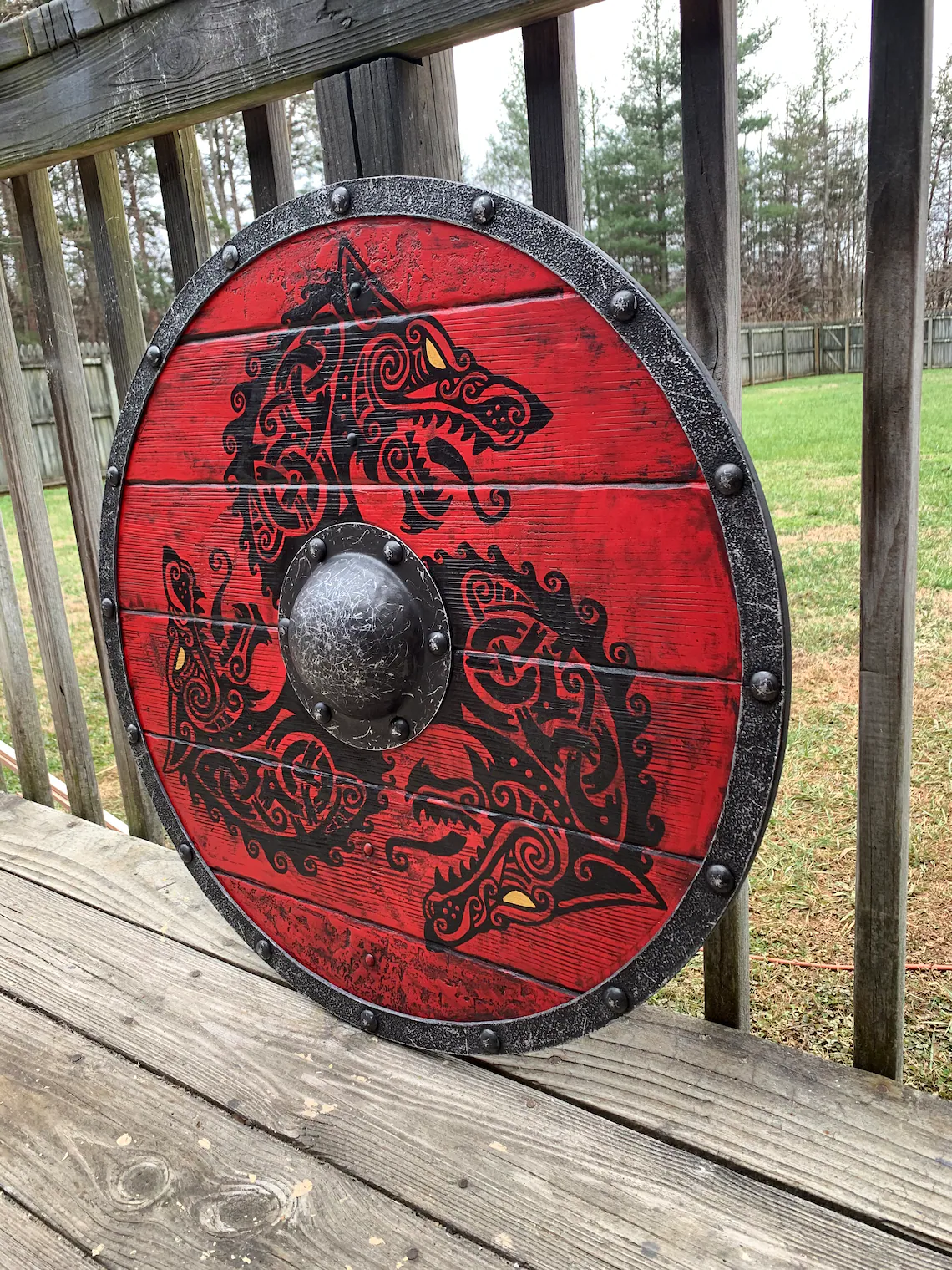 Skanto | Eivor Valhalla Raven Battle Damaged Viking Wood Shield 30CM