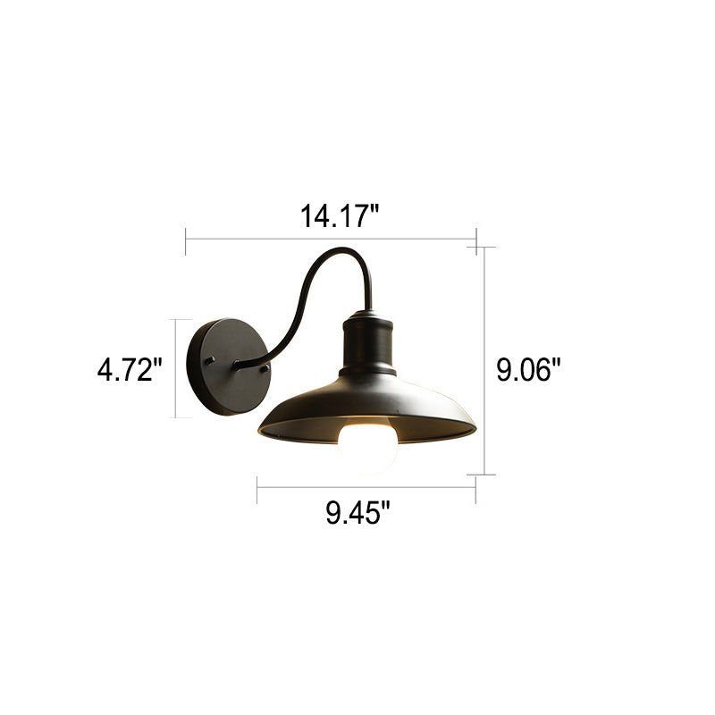 Retro Loft Dome Iron Outdoor Waterproof 1-Light Curved Arm Wall Sconce Lamp | Karnz