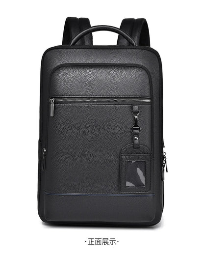 BowLift | Elegant leather rucksack for men/women with USB port for laptop and everyday use, 15.6 inch, black
