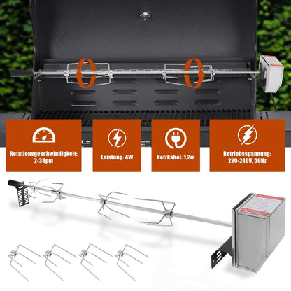 BBQ Rotisserie Spit Stainless Steel Motor 4x Meat Fork | Karnz